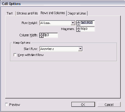  Rows and Columns   Cell Options